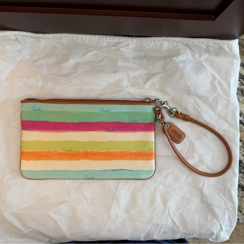 Coach Colorful Striped Canvas Wristlet NWOT - Picture 7 of 7